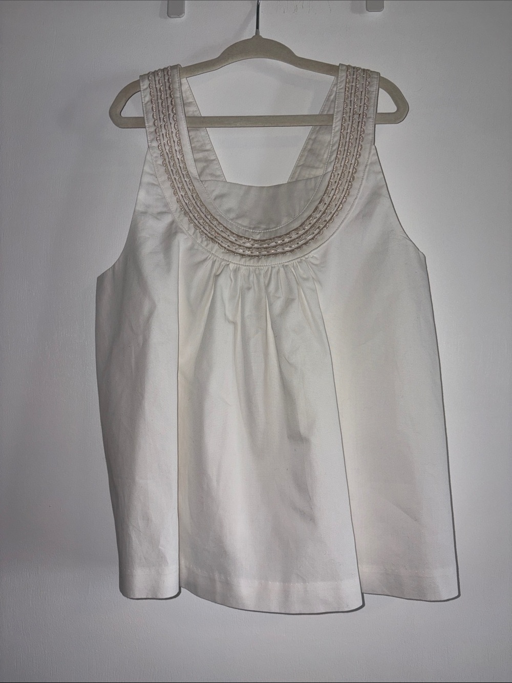 Janie and Jack Cream Sleeveless Embroidered Yoke Tank
